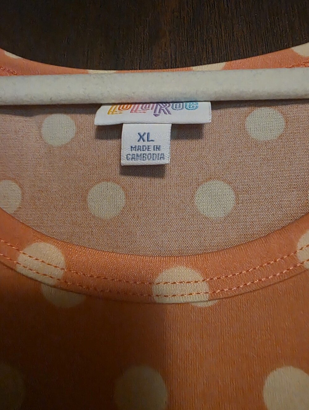 LuLaRoe Peach Polka Dot Sleeveless Fit & Flare Dress - Picture 3 of 4